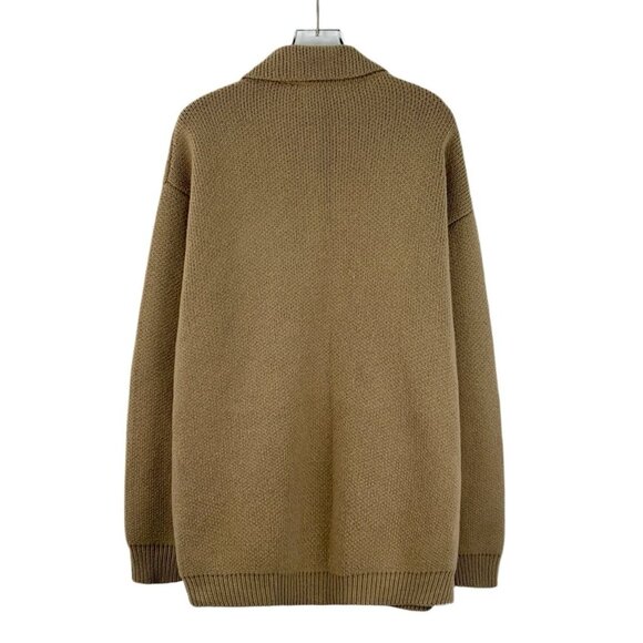 Prada Brown 100% Cashmere Knitted Single-Breasted Sweater Coat With Triangular L - Picture 8 of 8